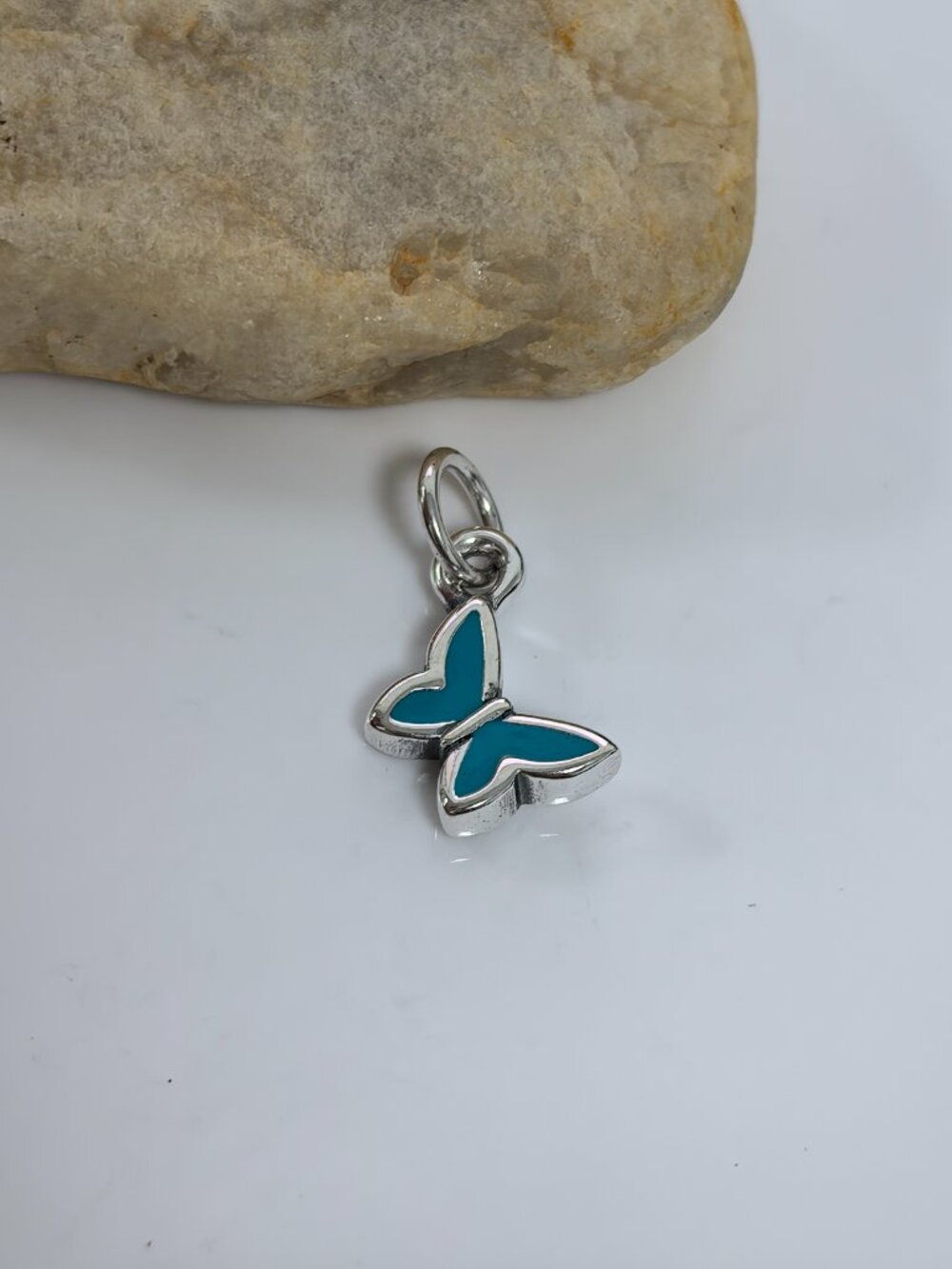 James Avery Enamel Mini Butterfly Charm (blue-green), S925 Silver (Women's)